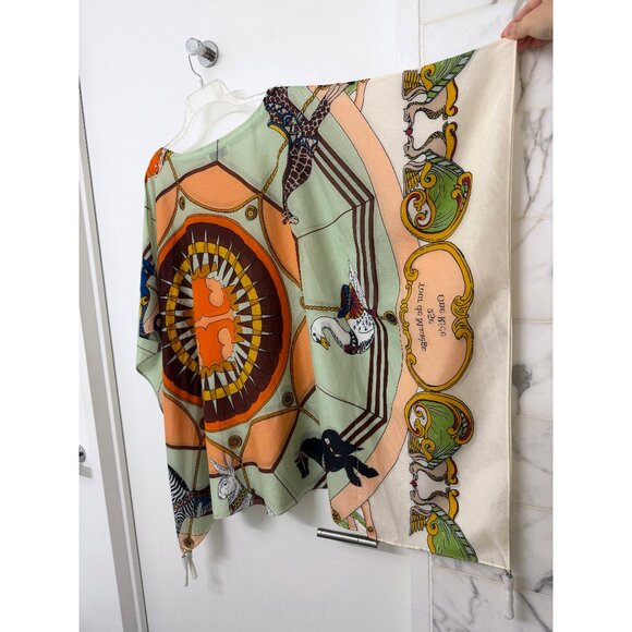 NEW Tory Burch Carousel Beach Caftan Top Cover Up Tunic Peach Orange Animal M - Picture 13 of 14